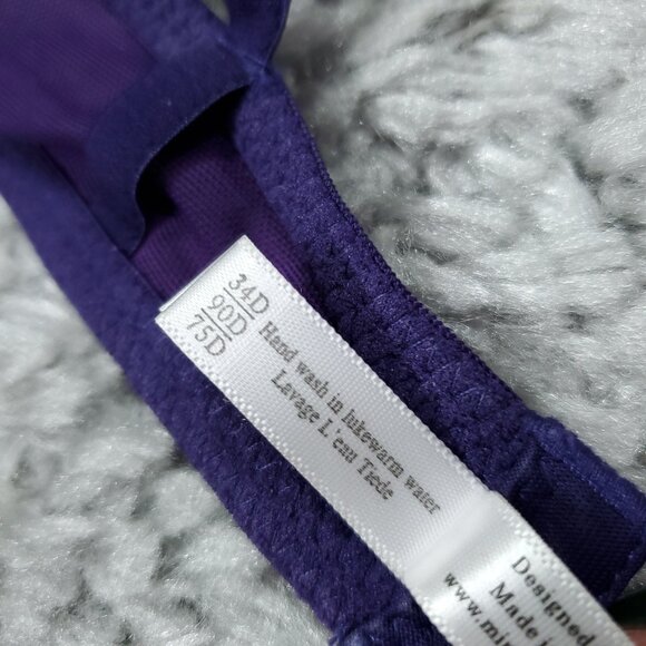 READ Mimi Holliday Unlined Underwire Lace Bra Purple Size 34D Silk Blend - Picture 6 of 9
